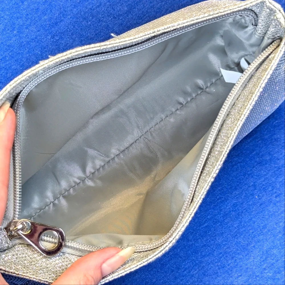 Silver Sparkle Cosmetics Bag or Evening Clutch